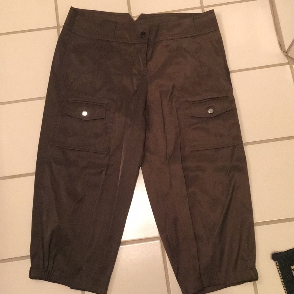 Brown Satin crop pants